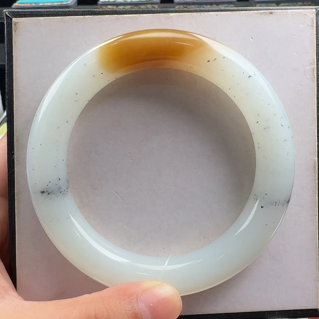 和田玉手镯未镶嵌58.3高颜值高品质楼兰三色！