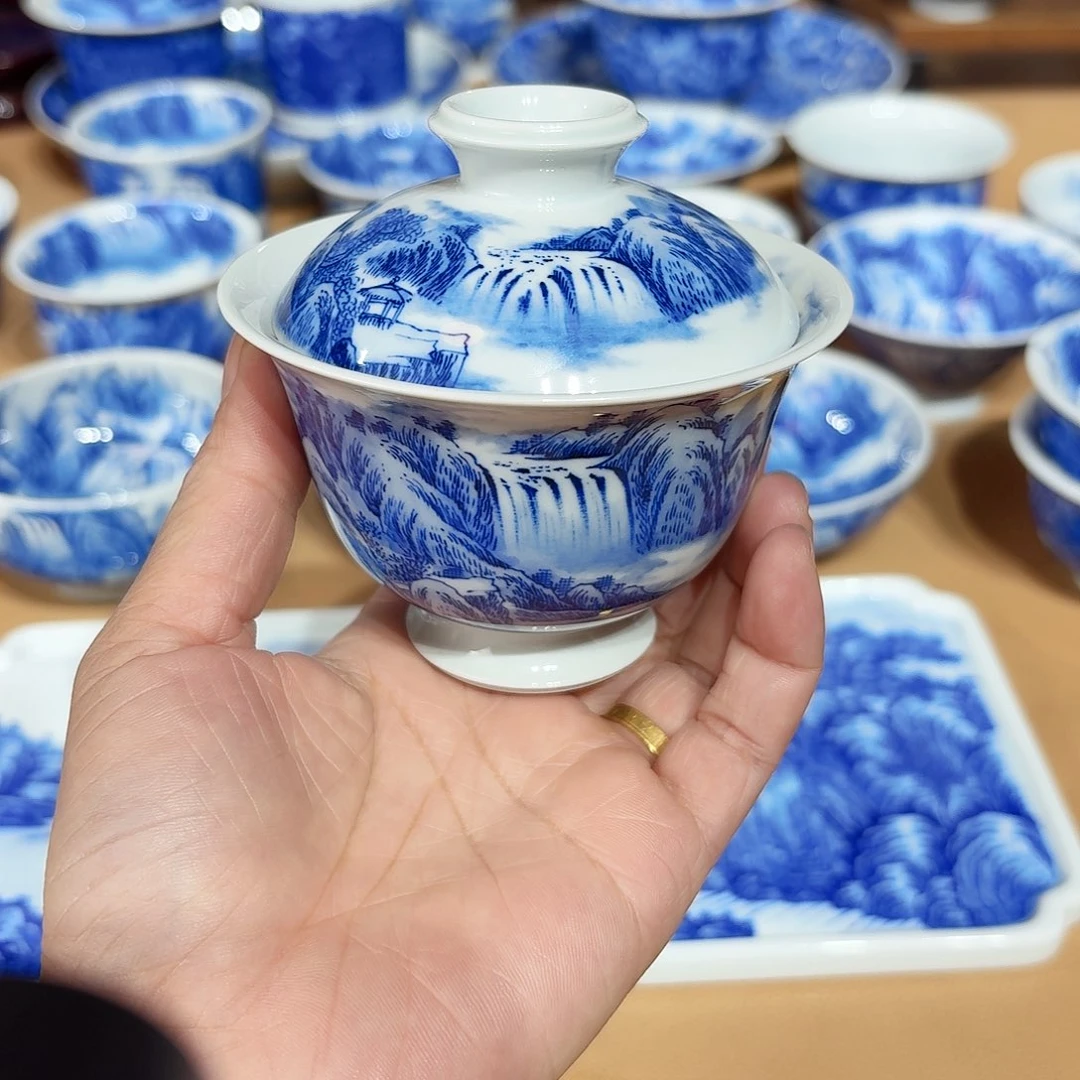 景德镇纯手绘盖碗