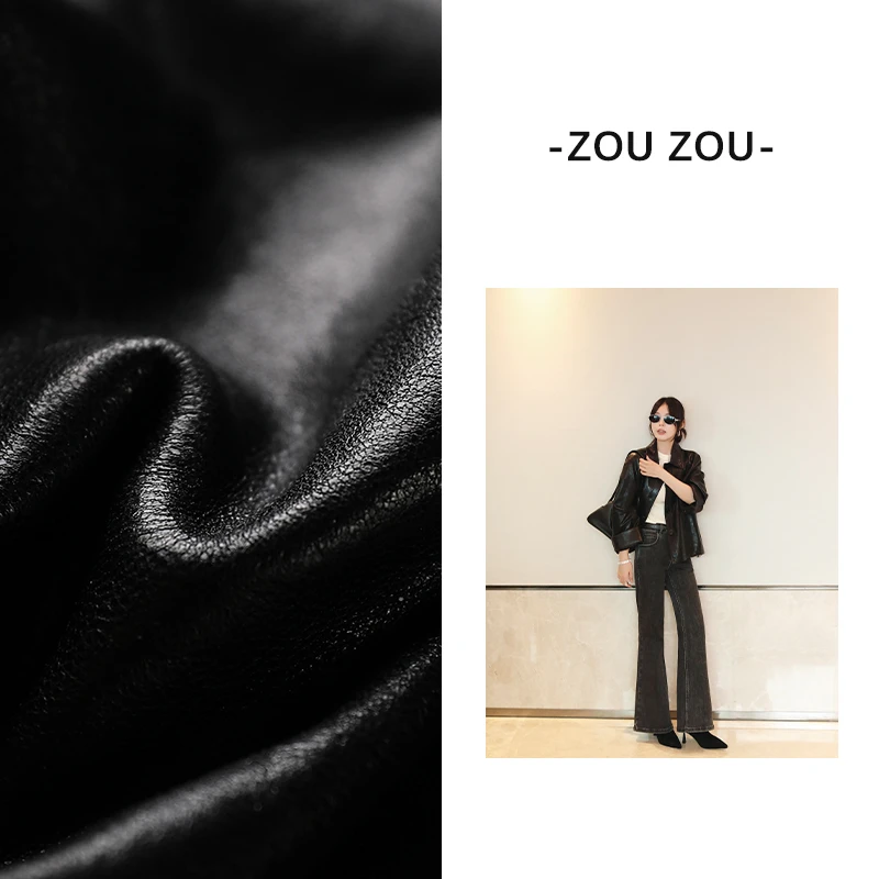 邹邹小个子新品 复古绵羊皮外套女秋高品质真皮显瘦短款夹克皮衣