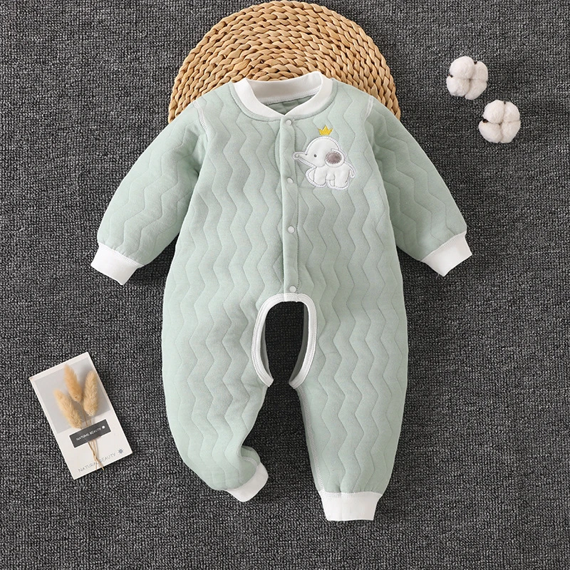 婴儿衣服宝宝开档保暖连体衣春秋夹棉婴幼儿漏档爬服长袖哈衣睡衣
