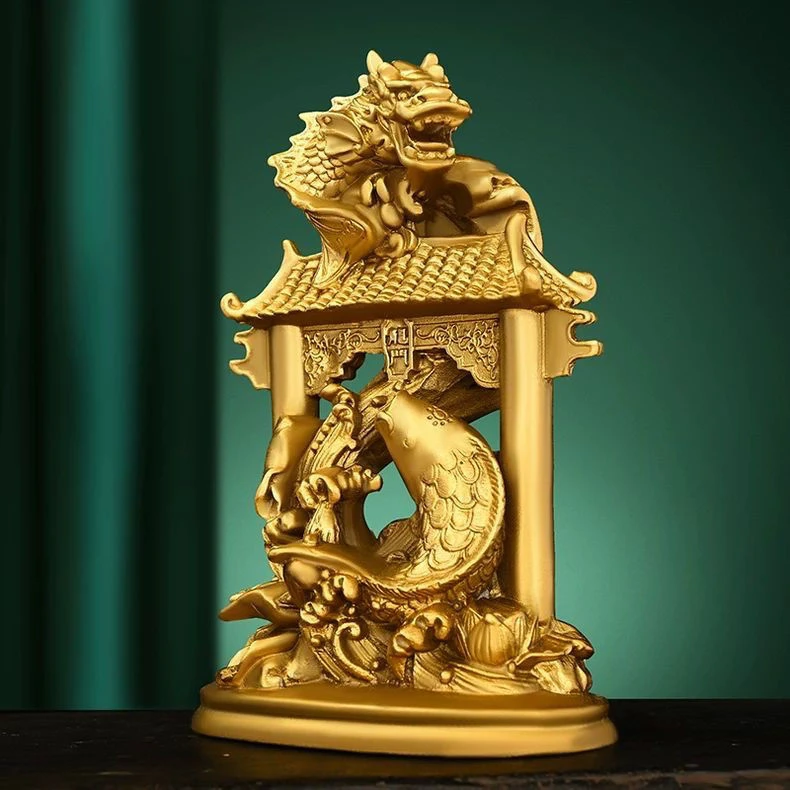 纯铜鱼跃龙门摆件鲤鱼跳龙门家居年年有余客厅书房办公室桌面装饰