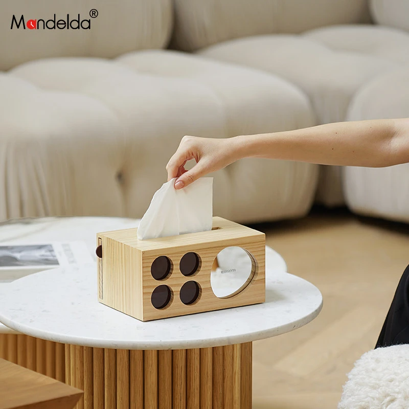 Mandelda抽纸盒木质网红纸巾盒创意家用餐巾纸盒客厅艺术纸抽盒