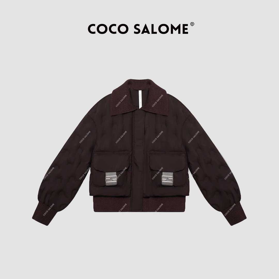 COCO SALOME⒄【旧电影】秋冬外套翻领轻盈保暖大衣女羽绒服2045