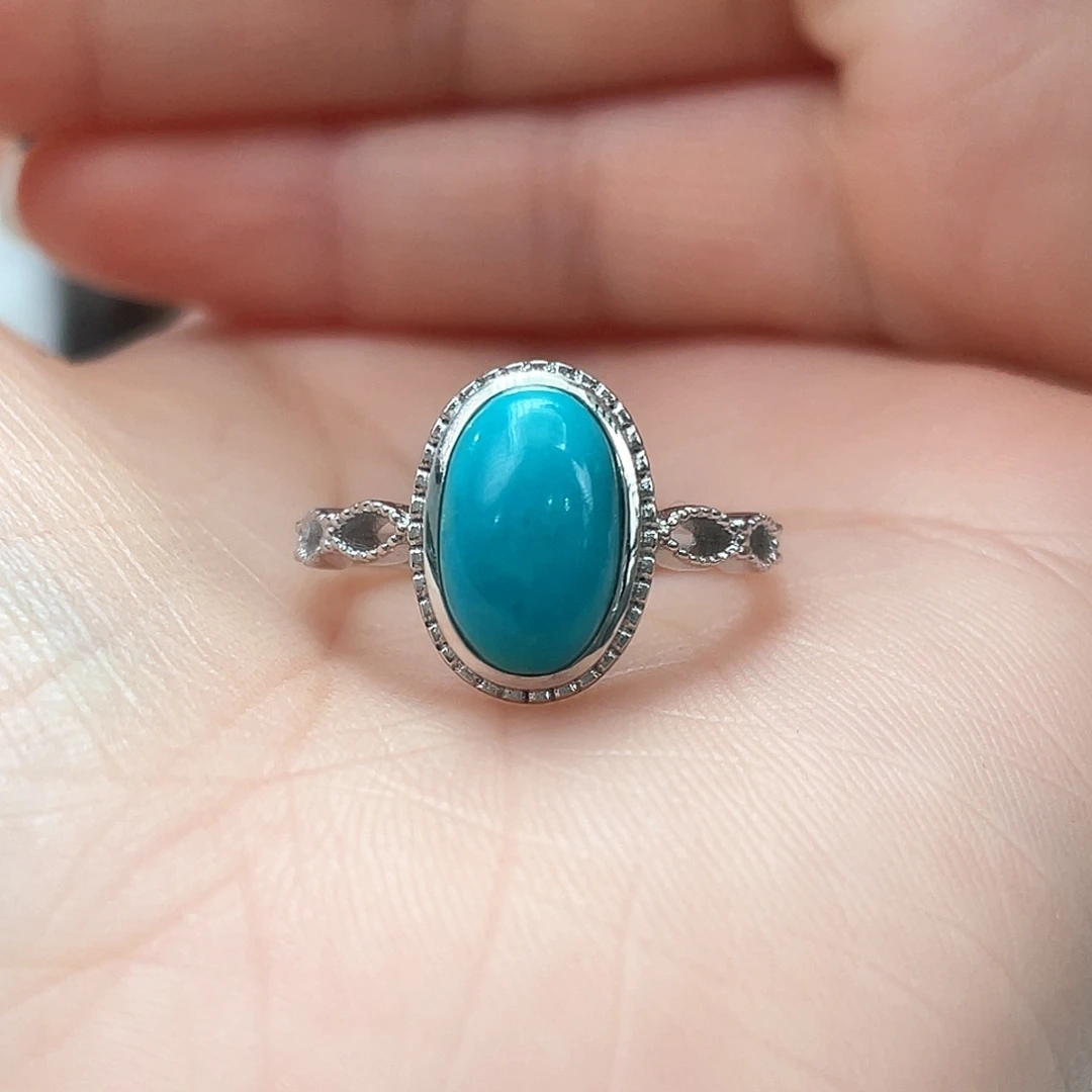 绿松石银S925镶嵌戒指