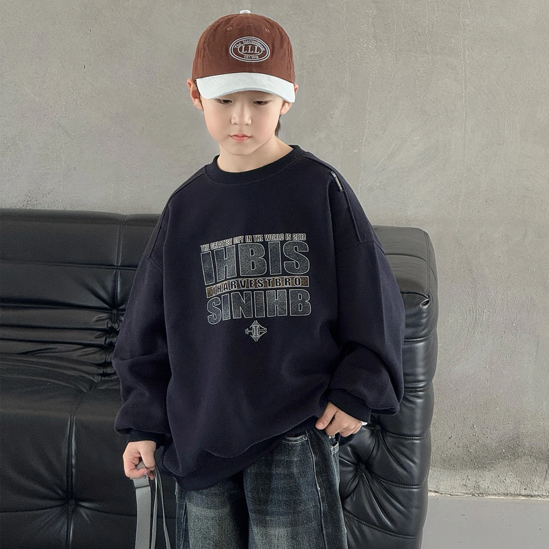 男童秋装卫衣2025新款中大童春秋款韩范长袖儿童秋季帅气宽松上衣