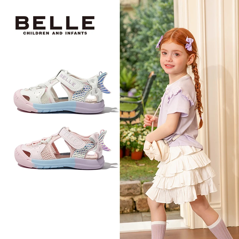 【美人鱼】百丽儿童25夏季新款女童防滑包头沙滩凉鞋幼童CE8870