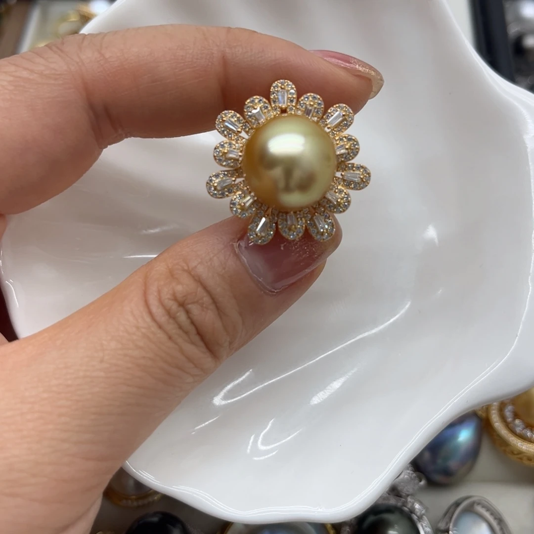 银S925镶嵌戒指海水珍珠