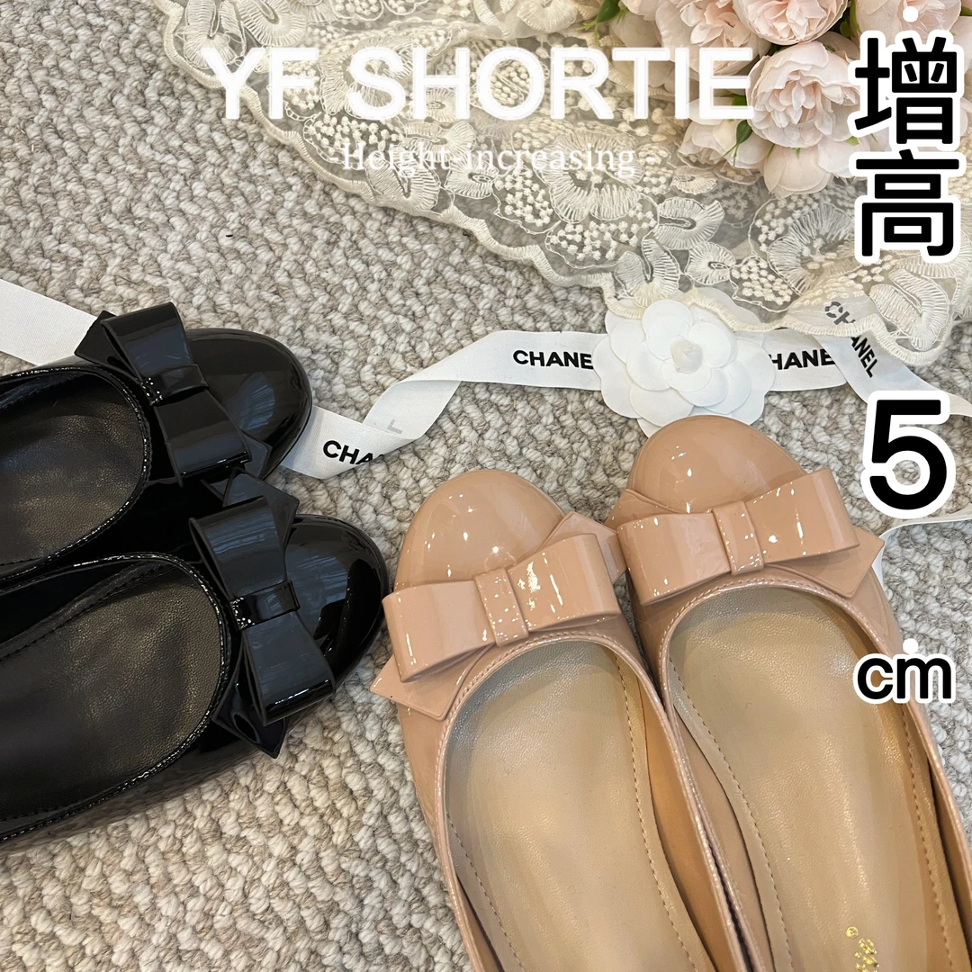 甜甜女孩·增高5cm蝴蝶结圆头浅口单鞋女25新款仙女风漆皮一脚蹬鞋