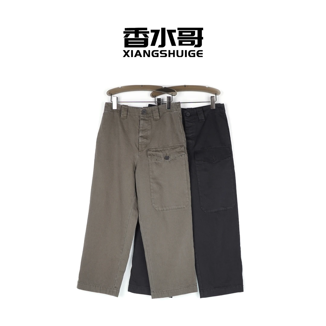 女士2025初春新款休闲长裤百搭简约高腰时尚复古廓形九分工装裤