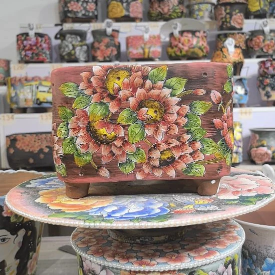 左***纯花盆红泥景德镇花盆