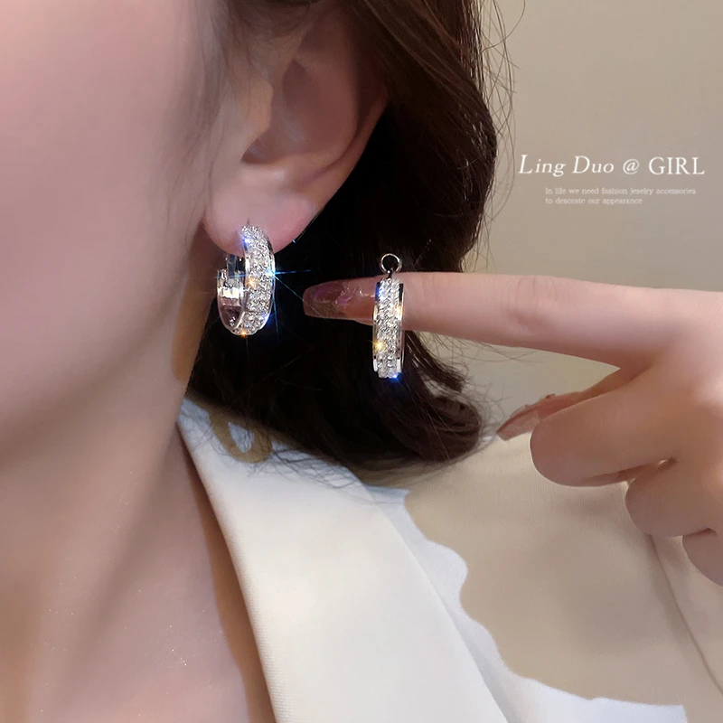 微镶满钻精致时尚耳圈高级感百搭个性圈圈耳环女网红气质新款耳饰