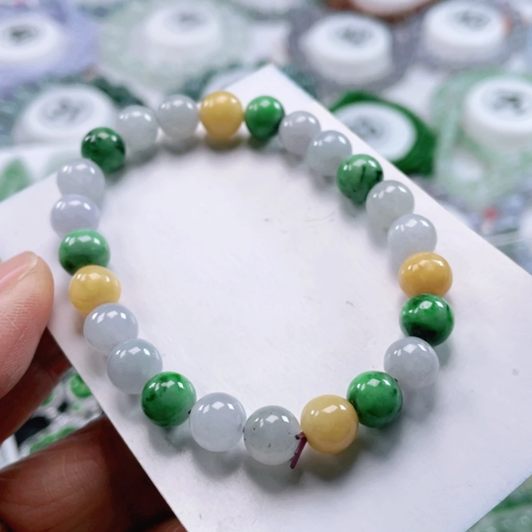 翡翠手链未镶嵌天然翡翠手申7.6mm