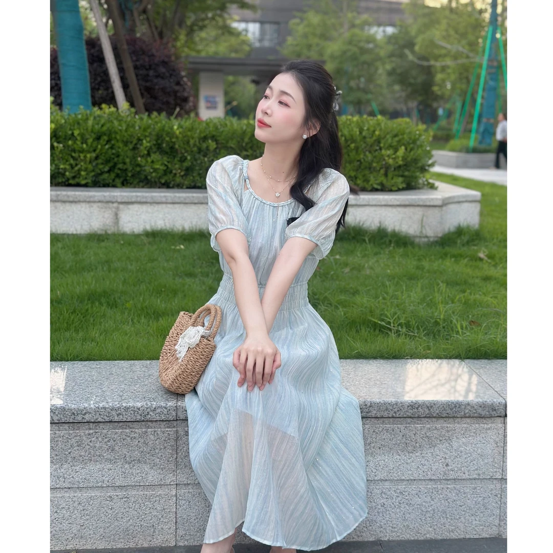 【琉璃纱】马克华菲女装2025夏季温柔风显瘦收腰连衣裙F52026A573CC