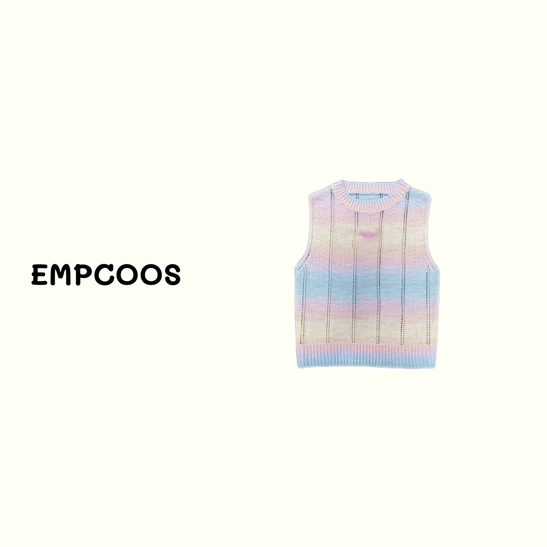 【EMPCOOS】薄款圆领毛针织衫提花春夏季无袖套头 807