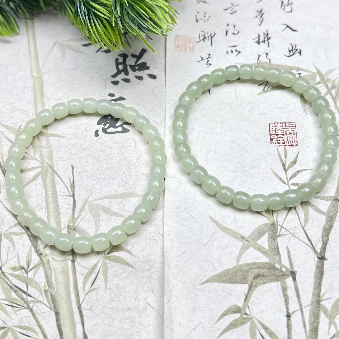 SJ7和田玉晴水老型手串6mm+多样性发其一