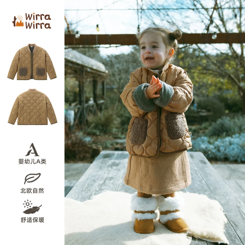 WirraWirra北欧风中性复古冬款暖风菱格棉服外套加厚保暖棉袄外套