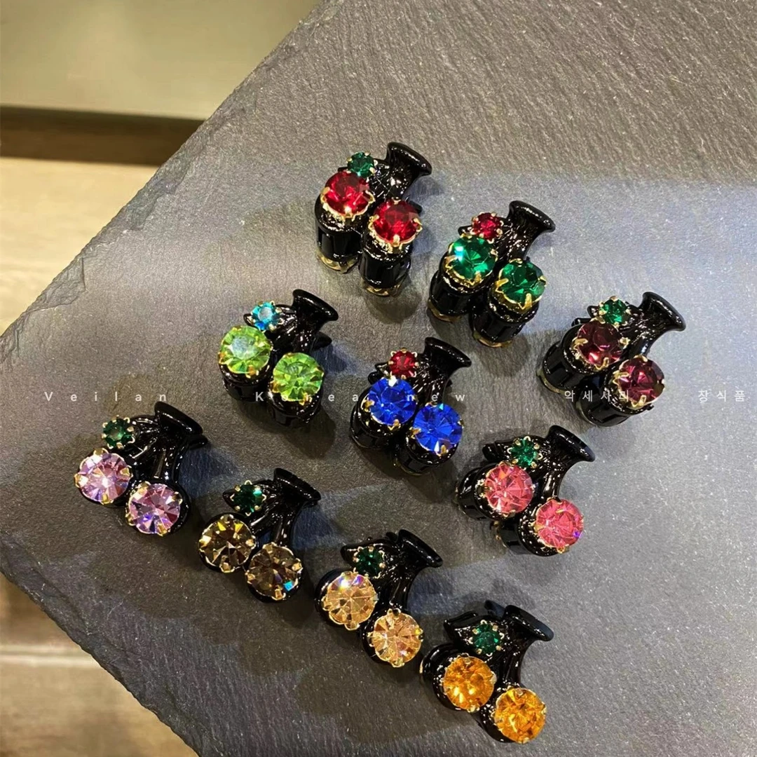 迷你小抓夹韩国轻奢小号水钻发卡甜美樱桃头发夹子刘海夹侧边发抓