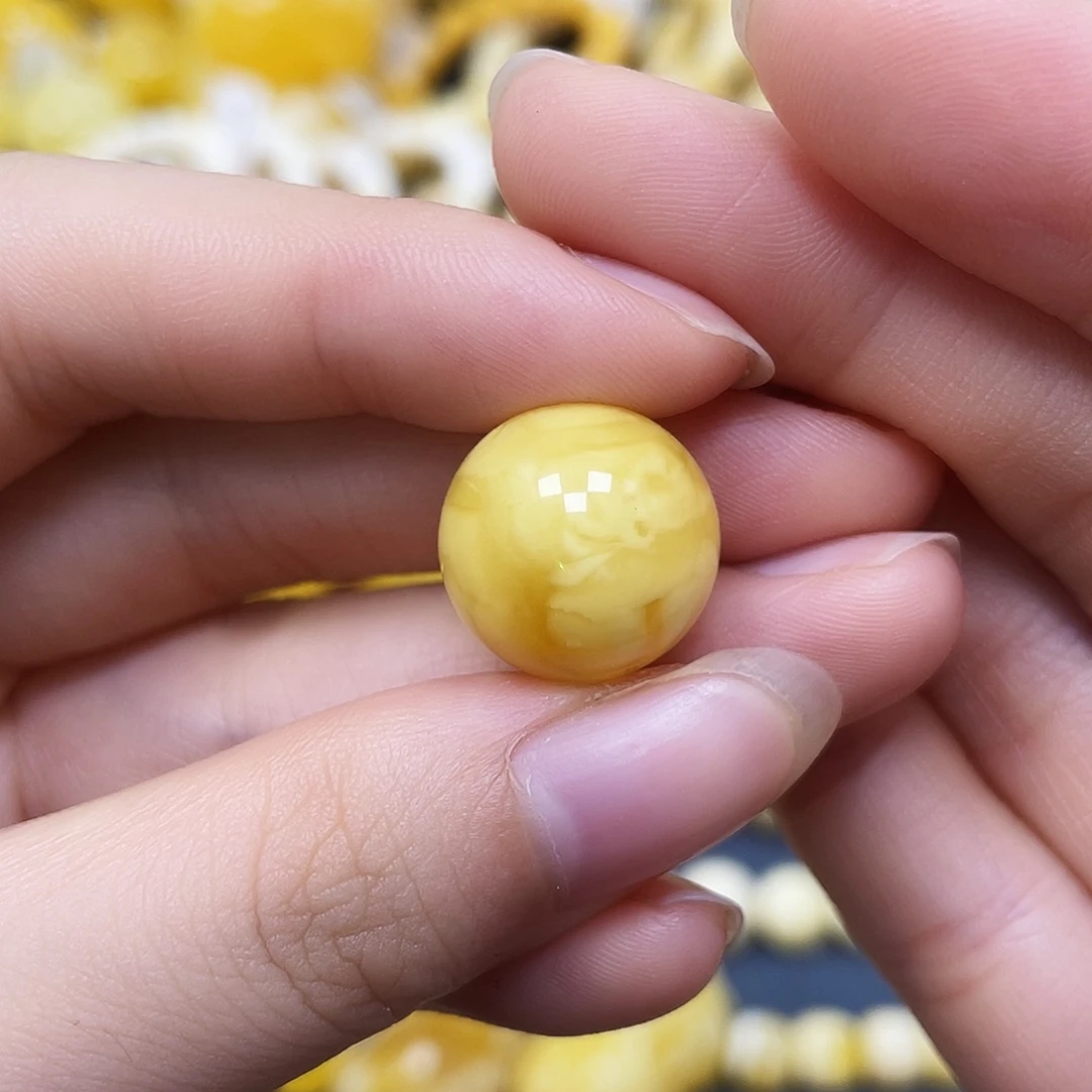 裸石蜜蜡未镶嵌圆珠15.7mm小矿灰