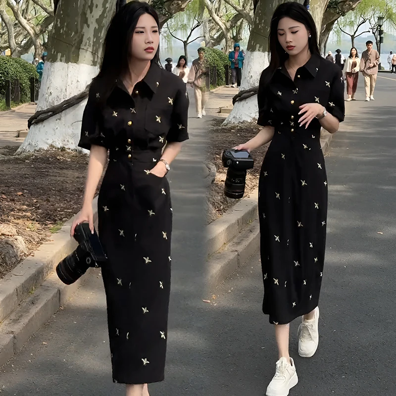 小众设计感POLO领连衣裙2025年新款夏季女装气质设计朋克风连衣裙