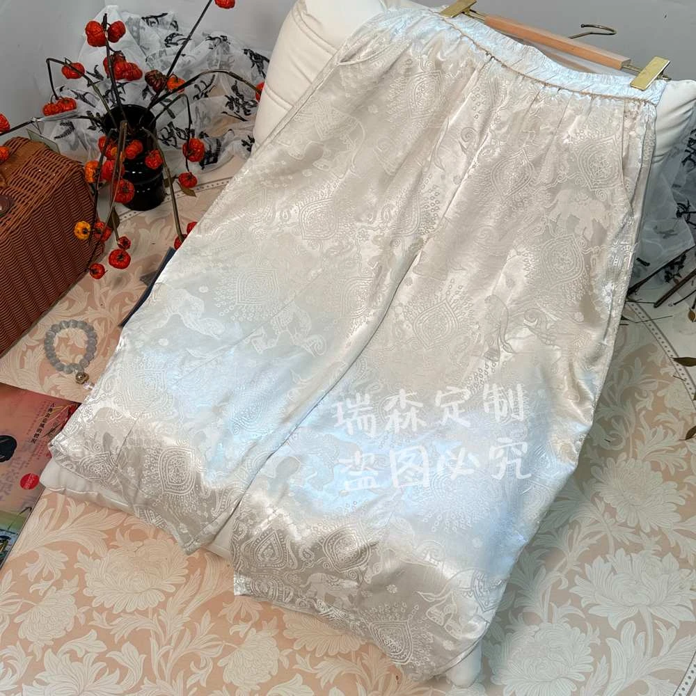 859 重磅满分桑蚕丝小象花苞裤气质奶奶裤-腰围68-裤长85