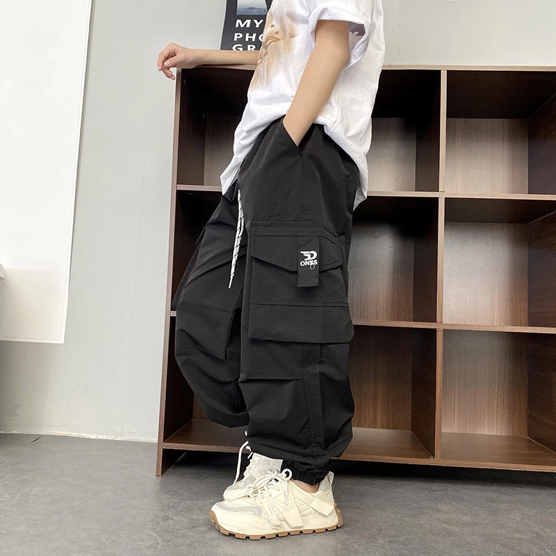 弹力夏薄款工装裤中大童长裤休闲百搭韩版痞帅束腿裤男女童工装裤