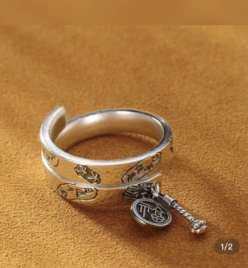 足银戒指 足银999吉言银戒指双线叠口设计银饰素款