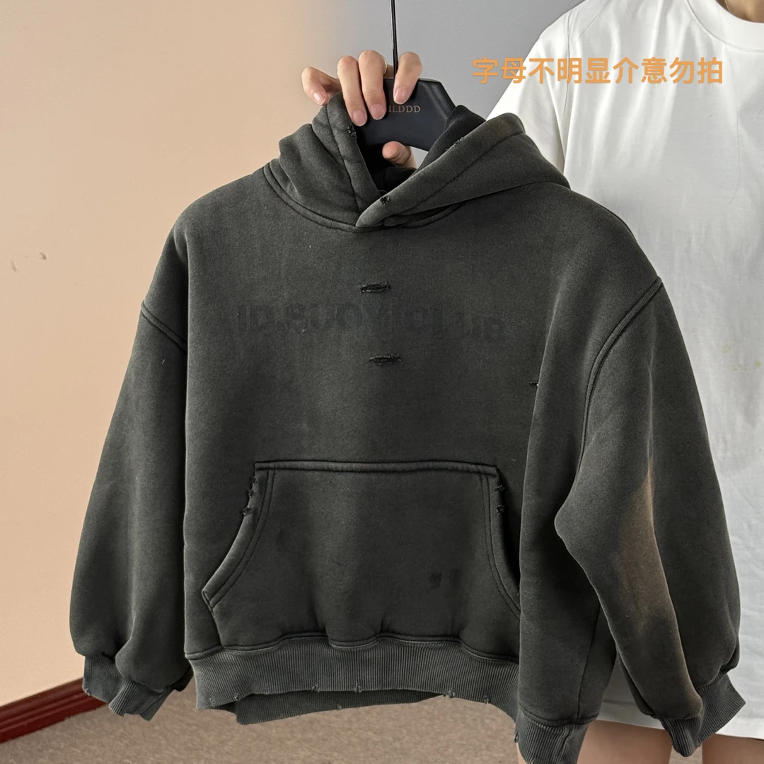 NO退NO换【抓住美式】重磅洗水加绒套头卫衣男女童241088