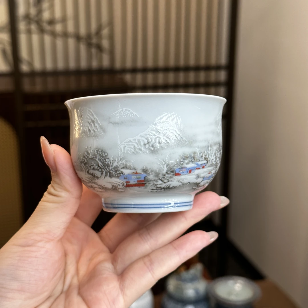 YP07雪瑞山溪创意主人杯陶瓷功夫茶具中式家用品茗杯手工