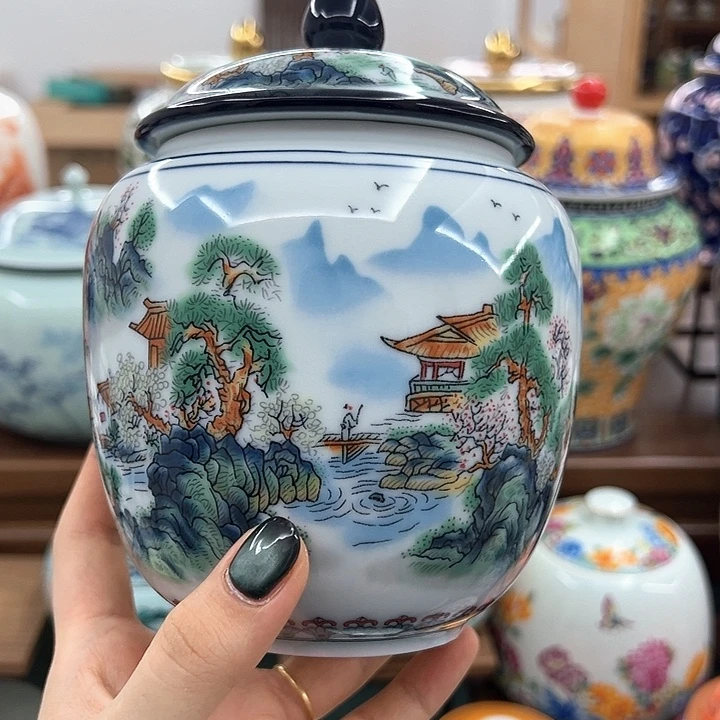 瓷片茶叶罐陶瓷罐密封罐