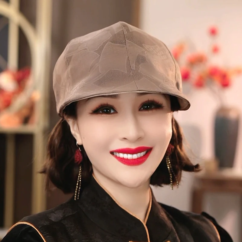 【香云纱花萝前进帽】布塔真丝桑蚕丝鸭前进帽防晒高级帽子0770