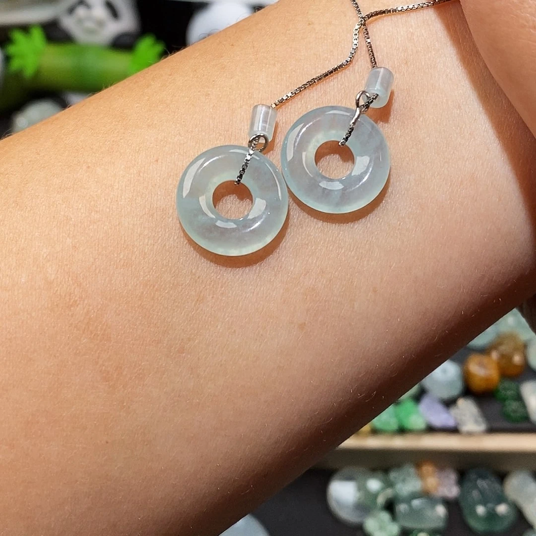 翡翠未镶嵌颈饰甜甜圈一对