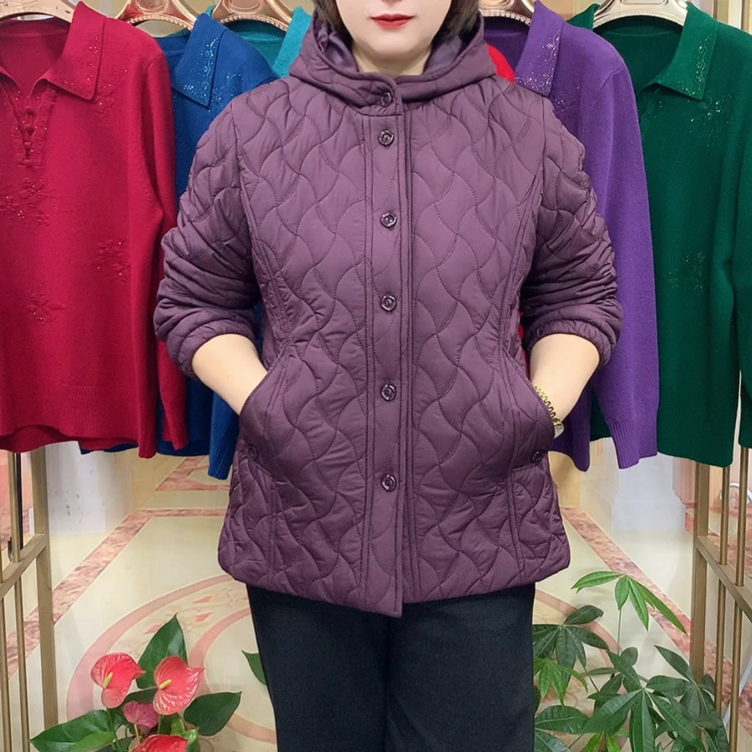 洋气连帽中老年妈妈秋冬舒适保暖气质大码妈妈棉服