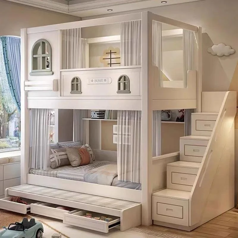 【7月活动大促】美式轻奢高低床上下铺双层床同框简约子母床多功