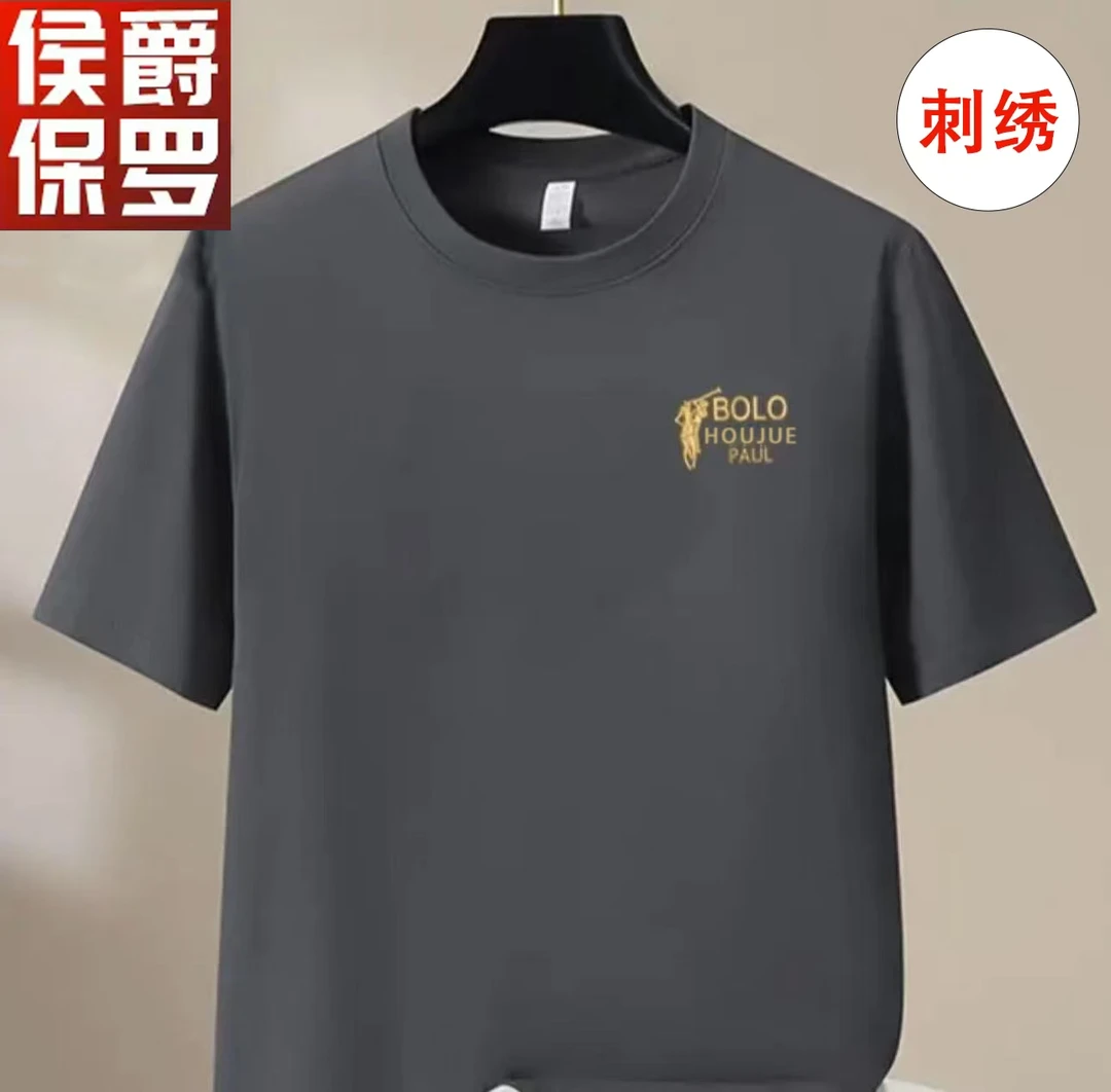 刺绣 HOUJUEPAUL/侯爵保罗圆领纯棉短袖T恤刺绣款 金丝战马F9933