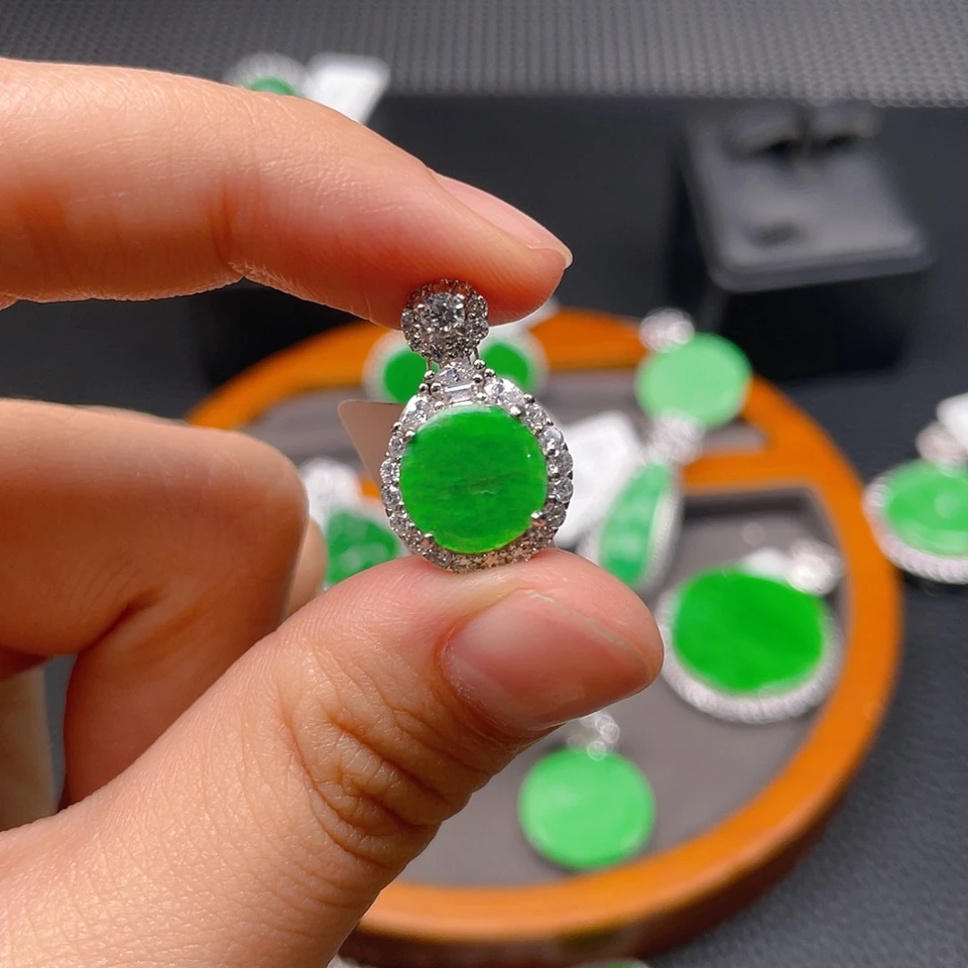 翡翠吊坠(不含链)银S925镶嵌