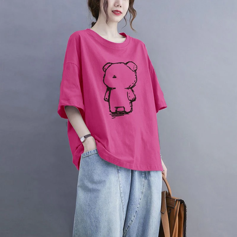 夏季纯棉百搭宽松圆领显瘦时尚休闲大码韩版洋气ins风半袖t恤女装