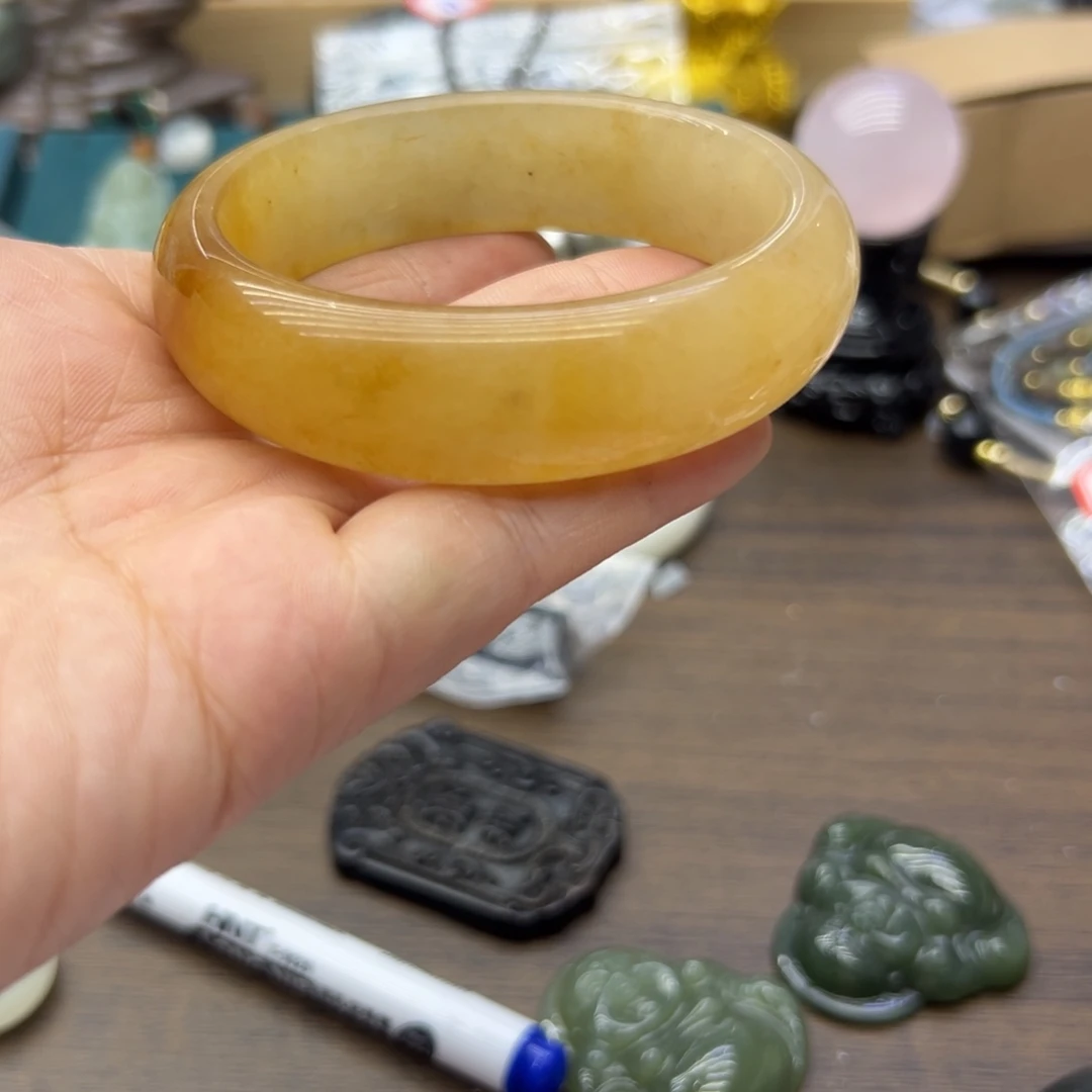 石英质玉（金丝玉）未镶嵌手镯60.6圈围69