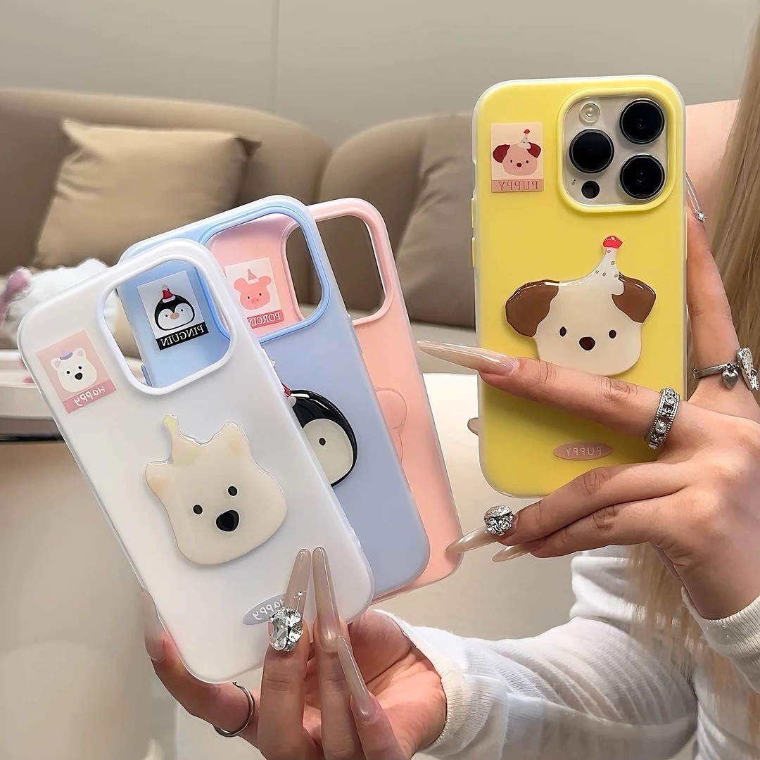 可爱帽子动物贴件适用苹果13/16手机壳iPhone华为vivo小米15oppo