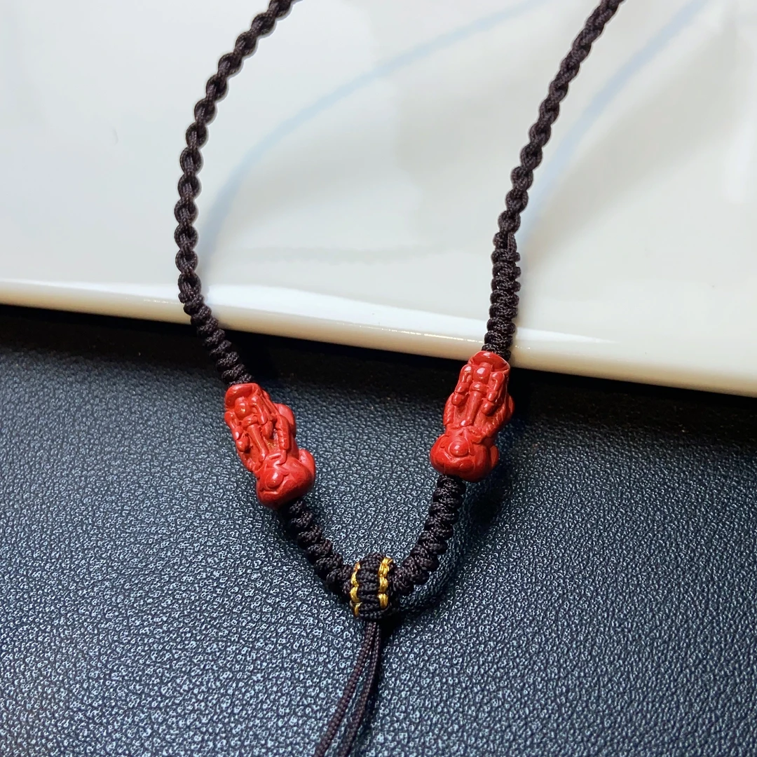 含辰砂工艺品手工高档吊坠挂绳中式国风项链绳子帝王砂貔貅款