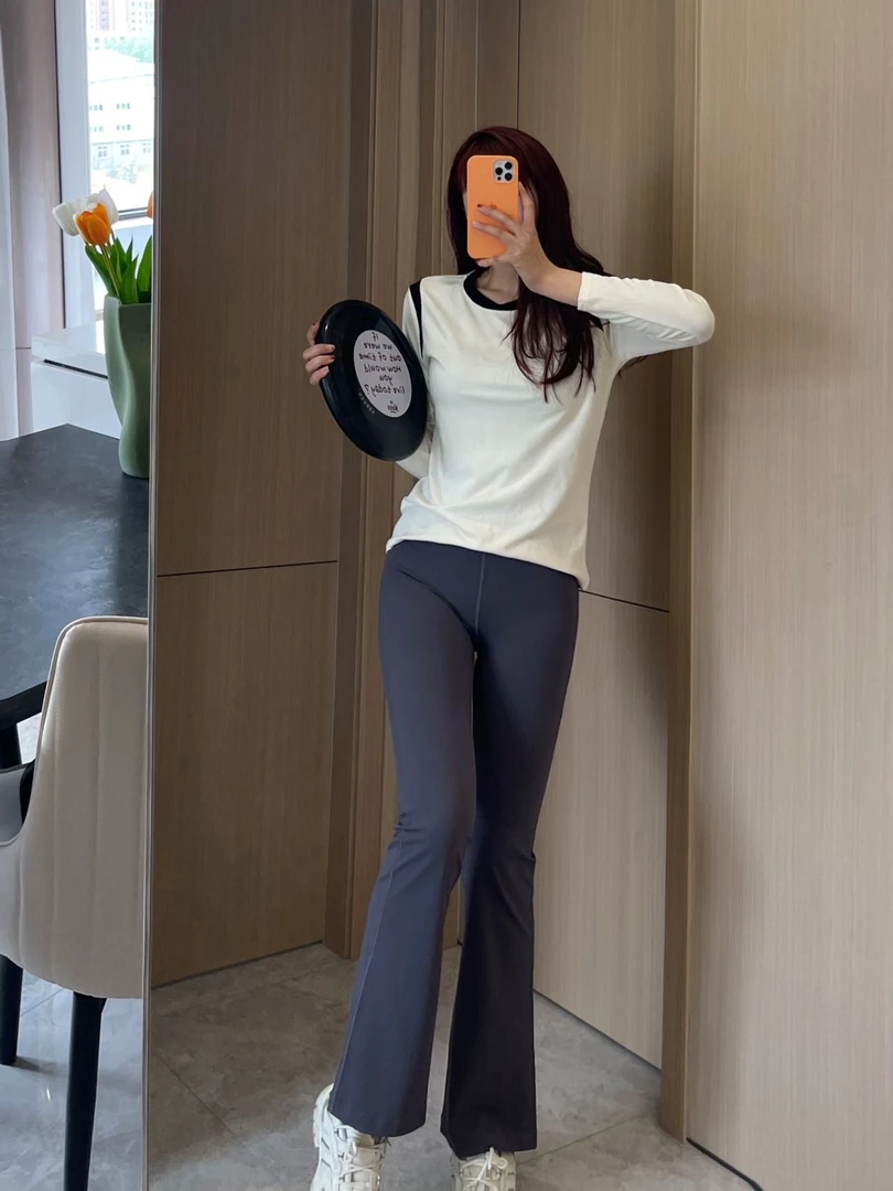 女士超高腰喇叭裤 *Nulu芯吸 健身瑜伽显瘦修身运动微喇裤（002）