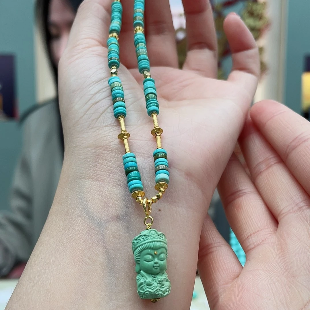 绿松石颈饰18K金镶嵌