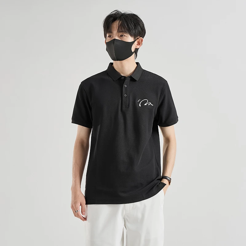 仓石一树潮牌高端休闲短袖Polo衫男夏季百搭休闲宽松刺绣翻领T恤