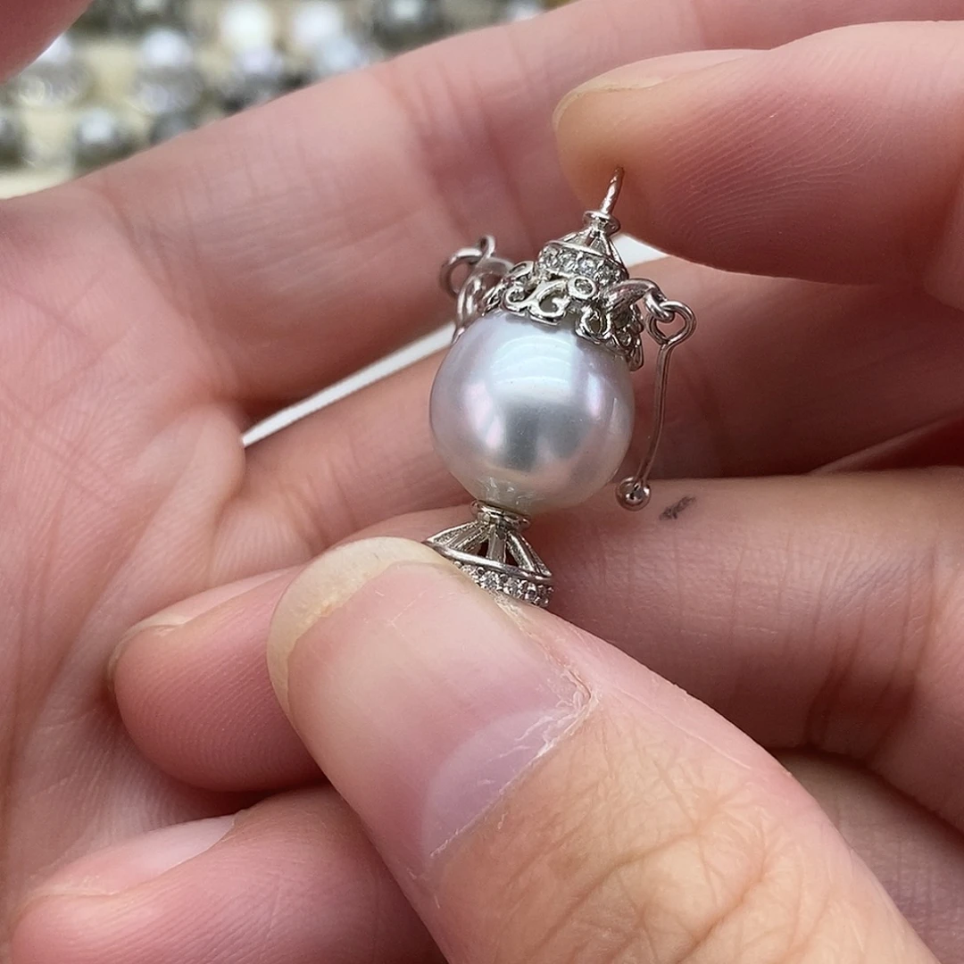 吊坠(不含链)海水珍珠银S925镶嵌