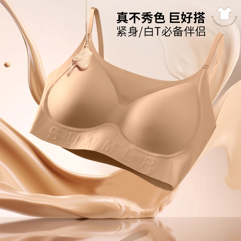 无痕内衣女小胸聚拢2025新款软支撑收副乳防下垂隐形粉底液文胸罩