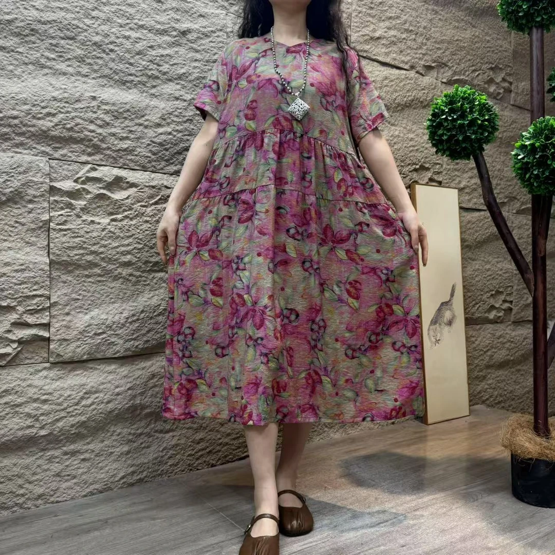 7551新款夏季减龄洋气显瘦遮肉气质连衣裙QZ