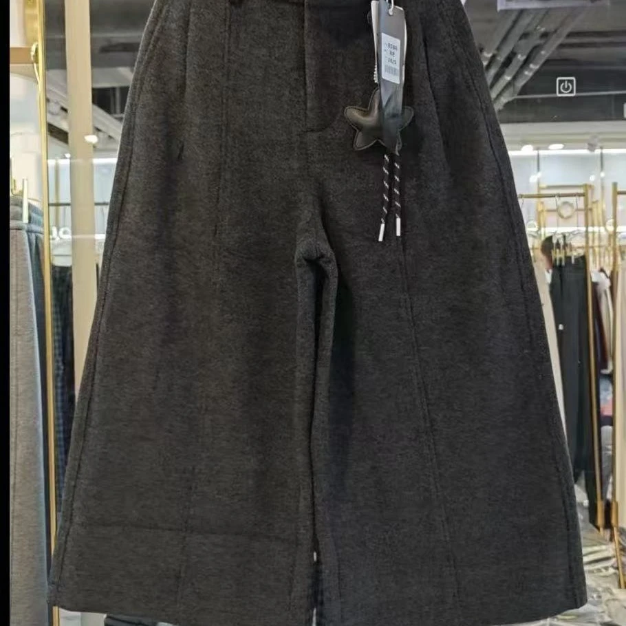 8588冬季加厚高腰显瘦针织阔腿休闲裤（裤长85左右）