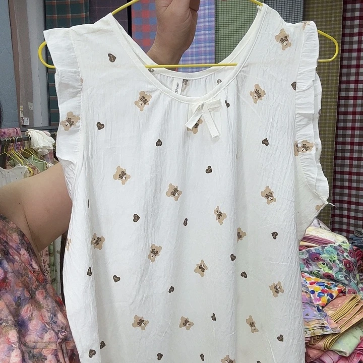 棉莫代尔纤维云朵棉小熊睡裙