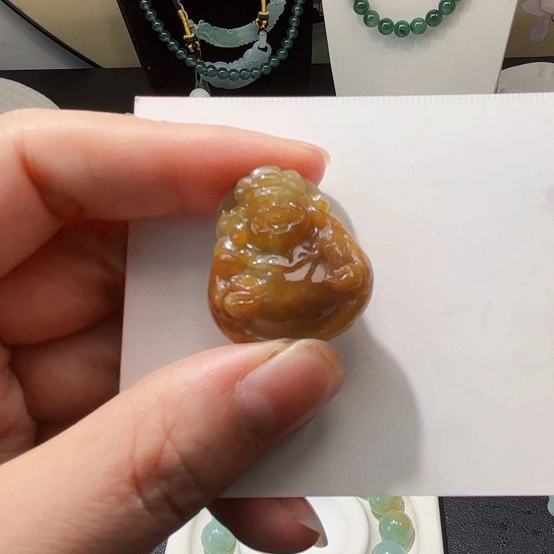 翡翠未镶嵌颈饰天然缅甸翡翠A货财神