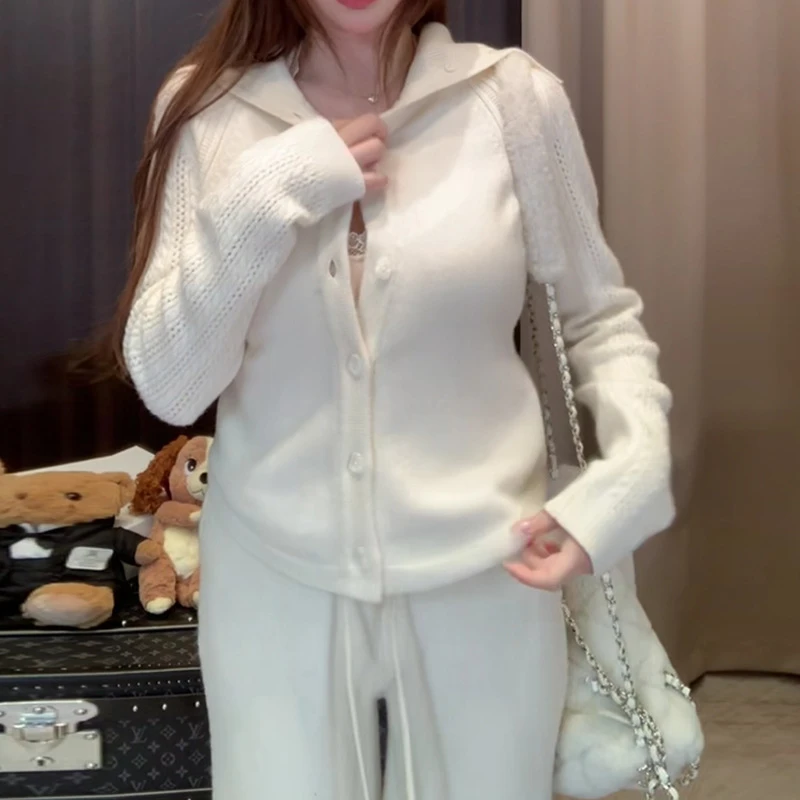 老钱慵懒风气质羊毛开衫上衣女秋冬季加厚高弹显瘦修身时尚针织休