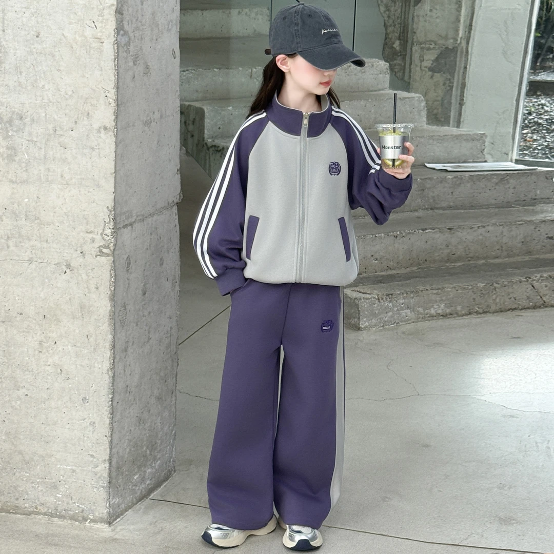 女童秋装套装2025新款洋气6-12岁儿童秋季衣服冬季宽松女童两件套